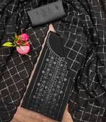 Black Georgette Sequinned Unstitched Dress Material