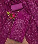 Purple Georgette Sequinned Unstitched Dress Material