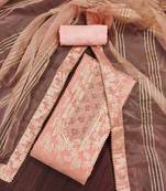 Peach Jacquard Woven Unstitched Dress Material