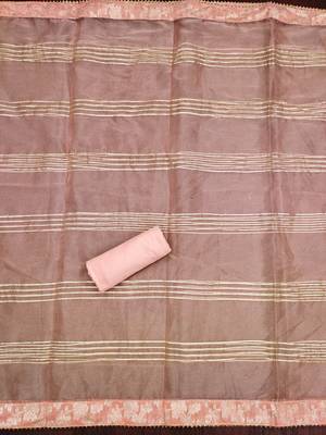 Peach Jacquard Woven Unstitched Dress Material 3