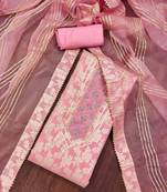 Pink Jacquard Woven Unstitched Dress Material
