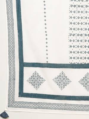 Dobby straight suit set with minimal block print and hand work. 4