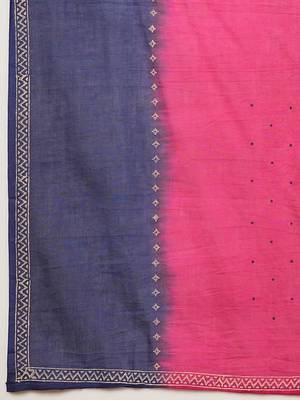 Purple dobby v-neck straight suit set with minimal hand embroidery highlighted with oxidised trims. 4