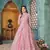 Pink embroidered net semi stitched anarkali suit