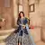 Navy blue embroidered art silk semi stitched anarkali suit