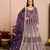 Purple embroidered net semi stitched anarkali suit