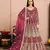 Pink embroidered net semi stitched anarkali suit