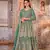 Green embroidered net semi stitched anarkali suit