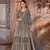Grey embroidered net semi stitched anarkali suit