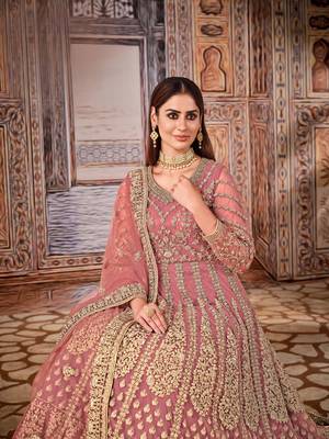 Light purple embroidered net anarkali suit 3