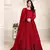 Red embroidered net semi stitched anarkali suit