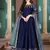 Navy blue embroidered adda silk semi stitched anarkali suit