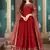 Red embroidered adda silk semi stitched anarkali suit