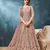 Peach embroidered net semi stitched anarkali suit