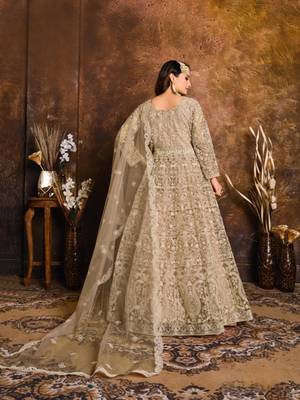 Mehendi embroidered net anarkali suit 3