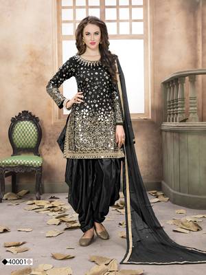 Black Embroidered Tapeta Silk Punjabi Salwar Suit 1