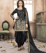 Black Embroidered Tapeta Silk Punjabi Salwar Suit