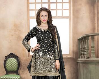 Black Embroidered Tapeta Silk Punjabi Salwar Suit 2