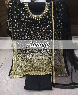 Black Embroidered Tapeta Silk Punjabi Salwar Suit 3