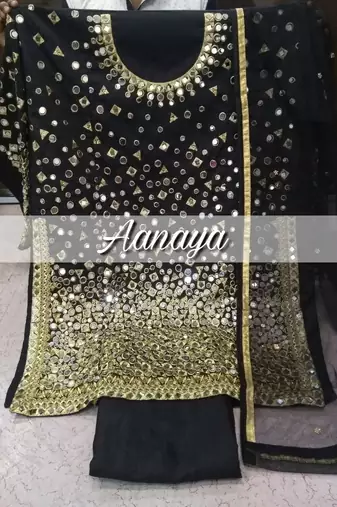 Black Embroidered Tapeta Silk Punjabi Salwar Suit