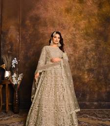 Mehendi embroidered net anarkali suit