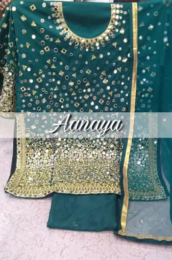Teal embroidered tapeta silk semi stitched salwar suit