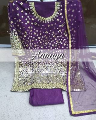 Purple Embroidered Tapeta Silk Punjabi Salwar Suit 3