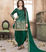 Dark green embroidered tapeta silk semi stitched salwar suit