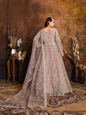 Purple embroidered net anarkali suit 3