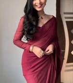 Pre Stitched Saree Luxurious Georgette With Matching Blouse Piece