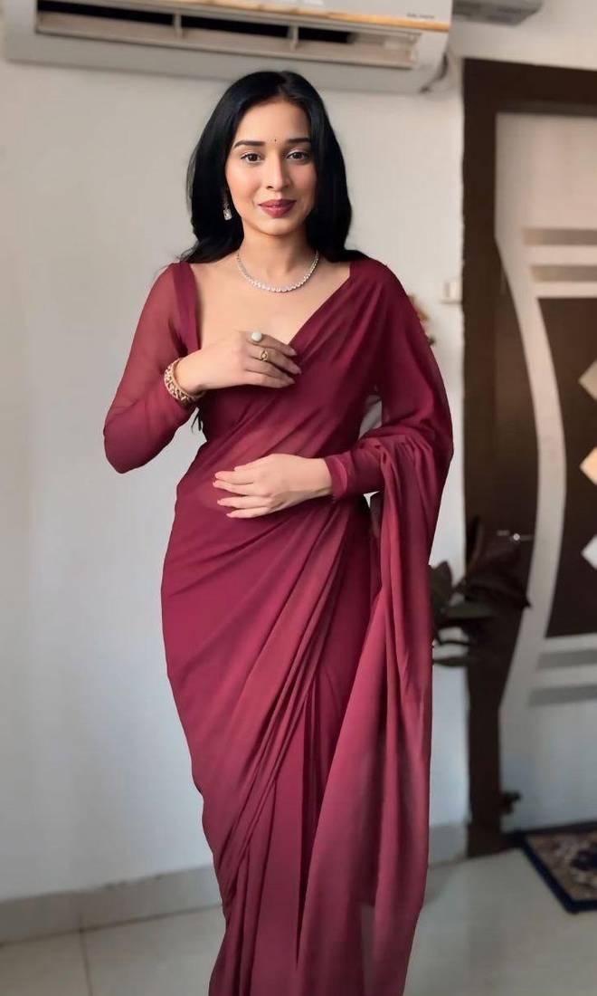 Pre Stitched Saree Luxurious Georgette With Matching Blouse Piece