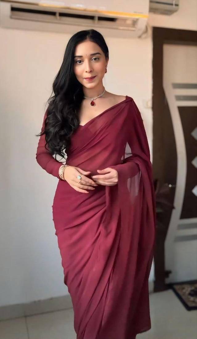Pre Stitched Saree Luxurious Georgette With Matching Blouse Piece