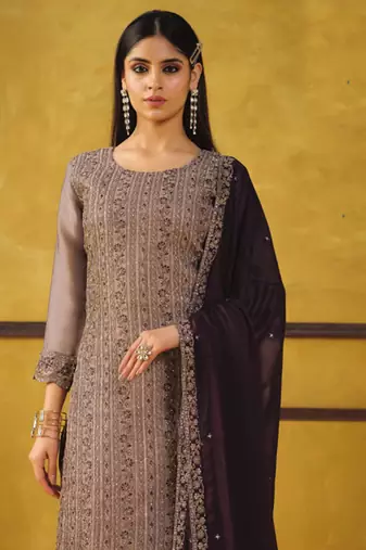 Onion pink heavy rangoli coding sequence salwar suit