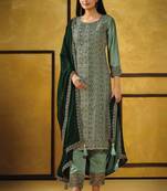 Light green heavy rangoli coding sequence salwar suit