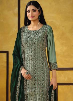 Light green heavy rangoli coding sequence salwar suit 2