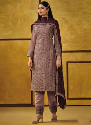 Onion pink heavy rangoli coding sequence salwar suit 1