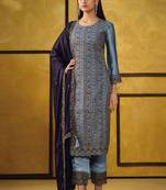 Light blue heavy rangoli coding sequence salwar suit