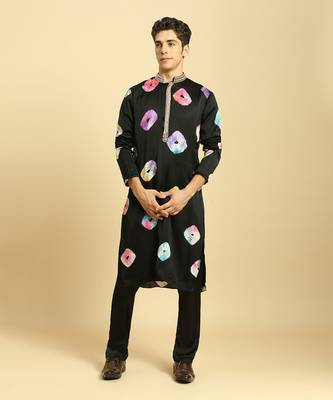 Black tie and dye kurta set 1
