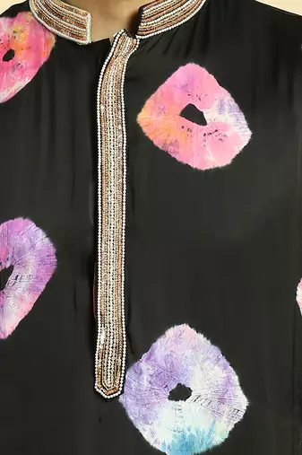 Black tie and dye kurta set