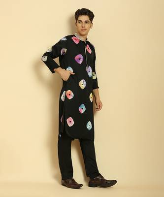 Black tie and dye kurta set 4