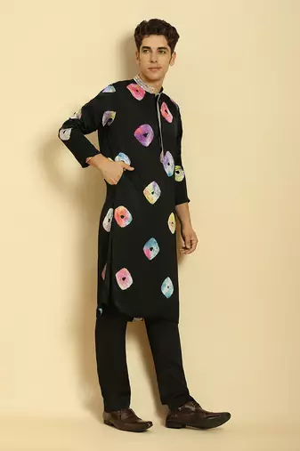 Black tie and dye kurta set