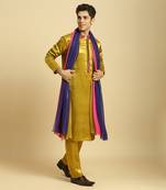 Mustard kurta with pant with ombre dupatta