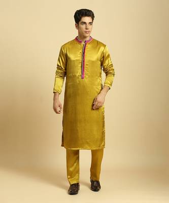 Mustard kurta with pant with ombre dupatta 2