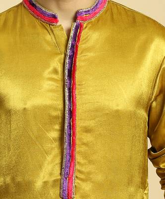 Mustard kurta with pant with ombre dupatta 4
