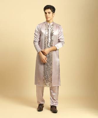 Lilac embroidered kurta with pant 1