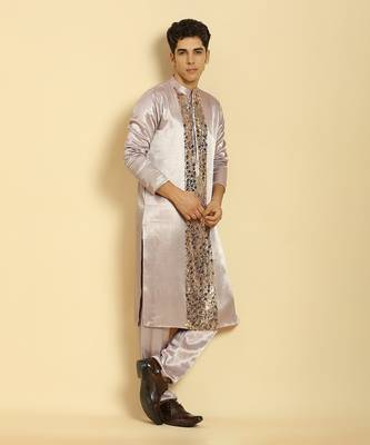 Lilac embroidered kurta with pant 2