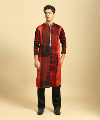 Lilac embroidered kurta with pant 1