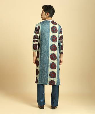 Blue ajrakh printed kurta with pant 3