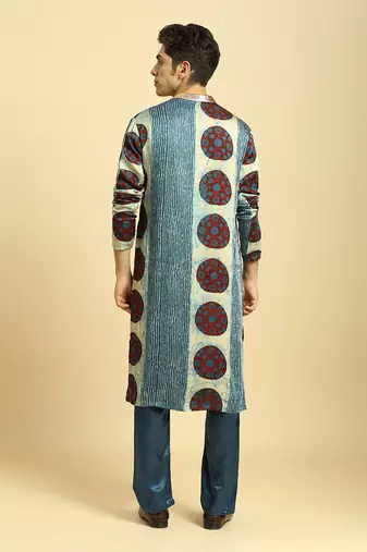 Blue ajrakh printed kurta with pant