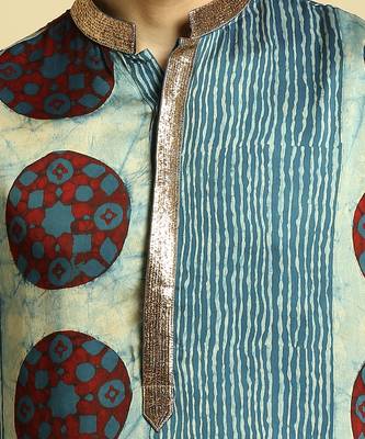 Blue ajrakh printed kurta with pant 4